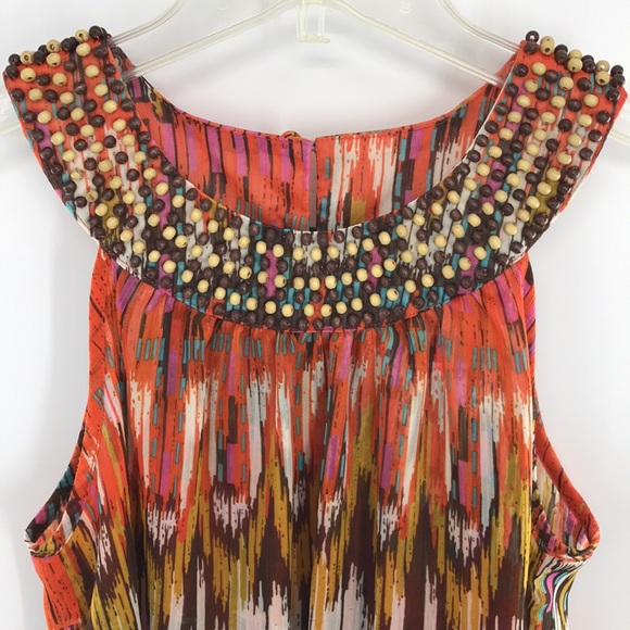 NEW Adiva Boho Sleeveless Top Orange Multicolor Size Small Artsy Bohemian - Picture 3 of 14